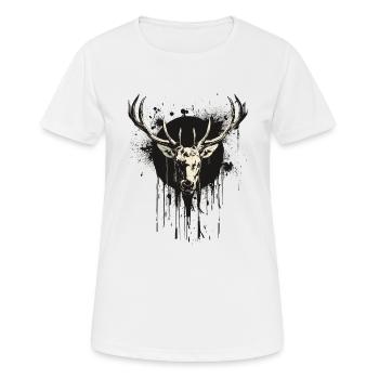 Cerf avec bêche noire - T-shirt respirant Femme - blanc - Devant - AI Model Female 172 dark (172cm)