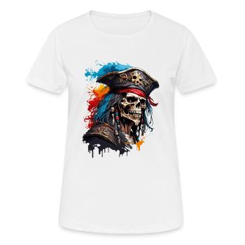 Pirat / Ahoi / Anker / Kapitän / Totenkopf / Rum - Frauen T-Shirt atmungsaktiv - Weiß - Vorne - AI Model Female 172 dark (172cm)