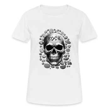 Totenkopfdesign Rockmusik - Frauen T-Shirt atmungsaktiv - Weiß - Vorne - AI Model Female 172 dark (172cm)