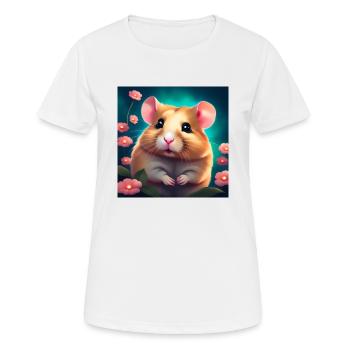 Hamster im Glück - Frauen T-Shirt atmungsaktiv - Weiß - Vorne - AI Model Female 172 dark (172cm)