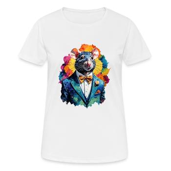 Ratte im Anzug - Frauen T-Shirt atmungsaktiv - Weiß - Vorne - AI Model Female 172 dark (172cm)