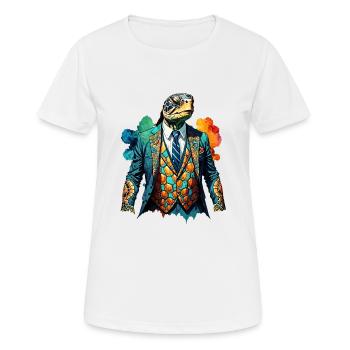 Schildkröte im Anzug - Frauen T-Shirt atmungsaktiv - Weiß - Vorne - AI Model Female 172 dark (172cm)