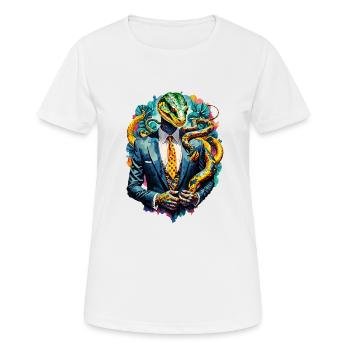 Schlange im Anzug - Frauen T-Shirt atmungsaktiv - Weiß - Vorne - AI Model Female 172 dark (172cm)