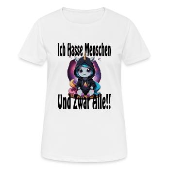 Licorne Je déteste les gens - T-shirt respirant Femme - blanc - Devant - AI Model Female 172 dark (172cm)