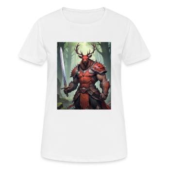Ein monströses Ungetüm, ein Rothirsch, als Fantasie - Frauen T-Shirt atmungsaktiv - Weiß - Vorne - AI Model Female 172 dark (172cm)