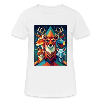 Geometrische Waldtiere - Frauen T-Shirt atmungsaktiv - Weiß - Vorne - AI Model Female 172 dark (172cm)