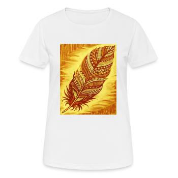 une plume avec des motifs et des couleurs complexes - T-shirt respirant Femme - blanc - Devant - AI Model Female 172 dark (172cm)
