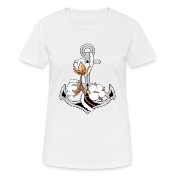 Stylized anchor with blooming cotton flowers - Women's Breathable T-Shirt - white - Front - AI Model Female 172 dark (172cm)