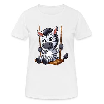 Mignon zèbre balançoire dessin animé aire de jeux - T-shirt respirant Femme - blanc - Devant - AI Model Female 172 dark (172cm)