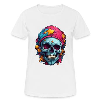 Crâne coloré décoratif - T-shirt respirant Femme - blanc - Devant - AI Model Female 172 dark (172cm)