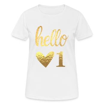 Hello 1 - T-shirt respirant Femme - blanc - Devant - AI Model Female 172 dark (172cm)