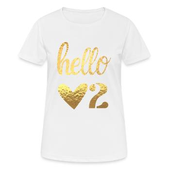 Hello 2 - T-shirt respirant Femme - blanc - Devant - AI Model Female 172 dark (172cm)