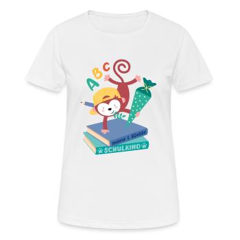Singe avec cône d’école inscription à l’école enfant - T-shirt respirant Femme - blanc - Devant - AI Model Female 172 dark (172cm)