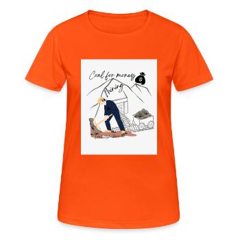 Conception minière - T-shirt respirant Femme - orange néon - Devant - AI Model Female 172 dark (172cm)