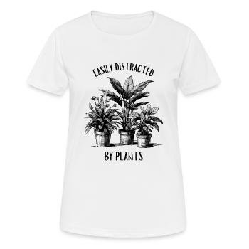 Leicht von Pflanzen ablenkbar - Frauen T-Shirt atmungsaktiv - Weiß - Vorne - AI Model Female 172 dark (172cm)
