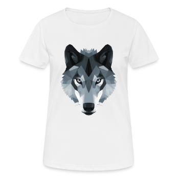 Wolfskopf niedriges Polygon in schwarz-weiß - Frauen T-Shirt atmungsaktiv - Weiß - Vorne - AI Model Female 172 dark (172cm)