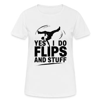 Bien sûr, je fais des flips et tout - T-shirt respirant Femme - blanc - Devant - AI Model Female 172 dark (172cm)