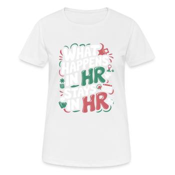 HR secrets stay between us - Women's Breathable T-Shirt - white - Front - AI Model Female 172 dark (172cm)
