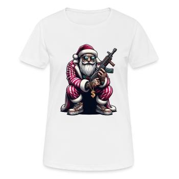 Gangster Santa mit AK 47 in Russenhocke - Frauen T-Shirt atmungsaktiv - Weiß - Vorne - AI Model Female 172 dark (172cm)
