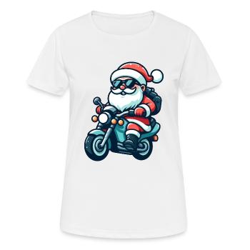 Santa Claus Biker - Frauen T-Shirt atmungsaktiv - Weiß - Vorne - AI Model Female 172 dark (172cm)