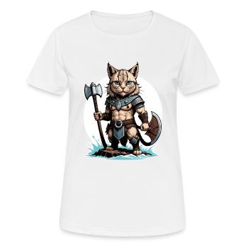 Cat Wikinger Viking Katze Geschenk Süß - Frauen T-Shirt atmungsaktiv - Weiß - Vorne - AI Model Female 172 dark (172cm)