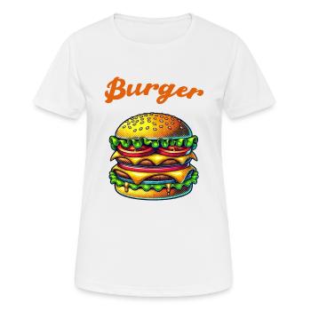 Burger Cheeseburger - Frauen T-Shirt atmungsaktiv - Weiß - Vorne - AI Model Female 172 dark (172cm)