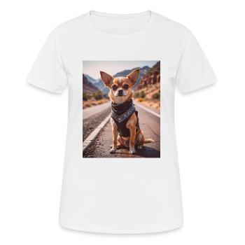 super mignon chiens victimes de la mode Chihuahua motard - T-shirt respirant Femme - blanc - Devant - AI Model Female 172 dark (172cm)
