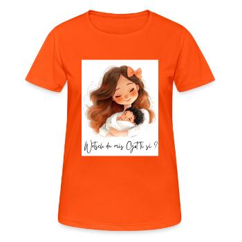 Allez-vous être parrain ? – Cadeau pour Gottis - T-shirt respirant Femme - orange néon - Devant - AI Model Female 172 dark (172cm)
