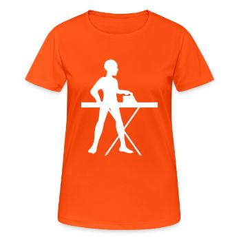 Iron iron pletteisen man laundry - Women's Breathable T-Shirt - neon orange - Front - AI Model Female 172 dark (172cm)