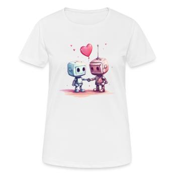 Roboter verliebt - Frauen T-Shirt atmungsaktiv - Weiß - Vorne - AI Model Female 172 dark (172cm)