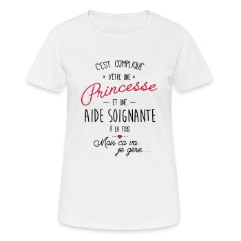Princesse et aide soignante - T-shirt respirant Femme - blanc - Devant - AI Model Female 172 dark (172cm)