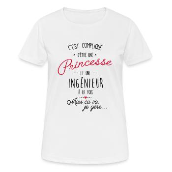 Princesse et ingénieur - T-shirt respirant Femme - blanc - Devant - AI Model Female 172 dark (172cm)