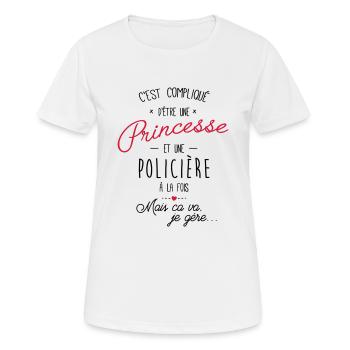 princesse et policière - T-shirt respirant Femme - blanc - Devant - AI Model Female 172 dark (172cm)