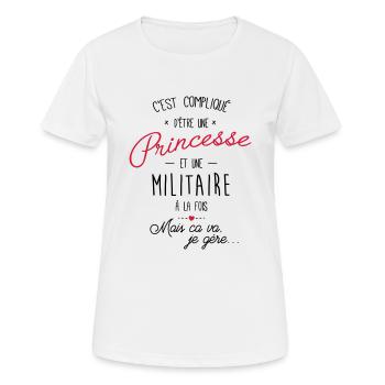 princesse et Militaire - T-shirt respirant Femme - blanc - Devant - AI Model Female 172 dark (172cm)