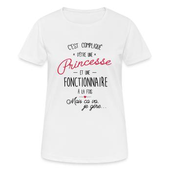 Princesse et Fonctionnaire - T-shirt respirant Femme - blanc - Devant - AI Model Female 172 dark (172cm)