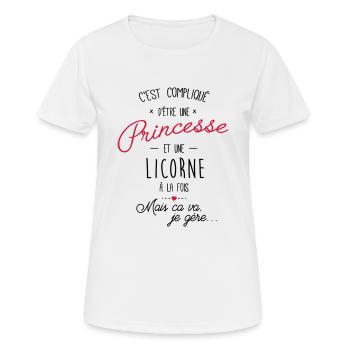 princesse et licorne - T-shirt respirant Femme - blanc - Devant - AI Model Female 172 dark (172cm)