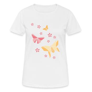 Origami Butterflies - Frauen T-Shirt atmungsaktiv - Weiß - Vorne - AI Model Female 172 dark (172cm)