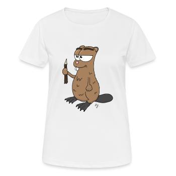 Mr. Beaver - Frauen T-Shirt atmungsaktiv - Weiß - Vorne - AI Model Female 172 dark (172cm)