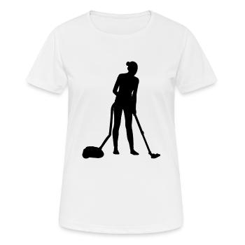Femme de ménage vecteur silhouette noir aspirateur - T-shirt respirant Femme - blanc - Devant - AI Model Female 172 dark (172cm)