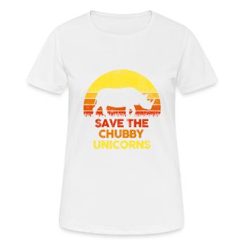 Einhorn Einhörner Glitzer Geschenk · Rhino retro - Frauen T-Shirt atmungsaktiv - Weiß - Vorne - AI Model Female 172 dark (172cm)