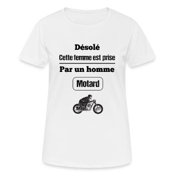désole cette femme est prise par un homme motard - T-shirt respirant Femme - blanc - Devant - AI Model Female 172 dark (172cm)