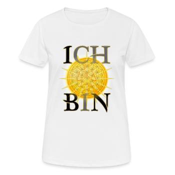 ICH BIN - Lebensblume - Meditation - Sonne - Frauen T-Shirt atmungsaktiv - Weiß - Vorne - AI Model Female 172 dark (172cm)