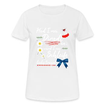 Dirndl Damen Tracht Bayern Lustig - Frauen T-Shirt atmungsaktiv - Weiß - Vorne - AI Model Female 172 dark (172cm)