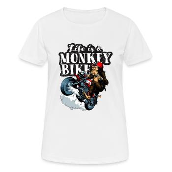 Life is a Monkey Bike - Frauen T-Shirt atmungsaktiv - Weiß - Vorne - AI Model Female 172 dark (172cm)