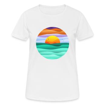 kreisförmiger Sonnenuntergang - Frauen T-Shirt atmungsaktiv - Weiß - Vorne - AI Model Female 172 dark (172cm)