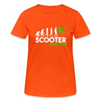 Scooter Evolution Stunt Scooter Jungen Tretroller - Frauen T-Shirt atmungsaktiv - Neonorange - Vorne - AI Model Female 172 dark (172cm)