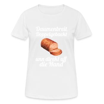 Hauptsach Gudd Gess Saarland Saarländer Fleischkäs - Frauen T-Shirt atmungsaktiv - Weiß - Vorne - AI Model Female 172 dark (172cm)
