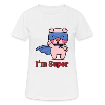 I'm super funny saying - super pig - Women's Breathable T-Shirt - white - Front - AI Model Female 172 dark (172cm)