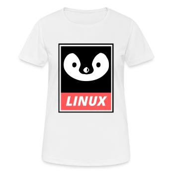 Linux Tux - Frauen T-Shirt atmungsaktiv - Weiß - Vorne - AI Model Female 172 dark (172cm)