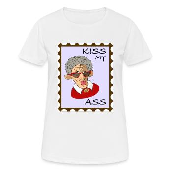 Cool old Lady - Kiss my Ass! - Frauen T-Shirt atmungsaktiv - Weiß - Vorne - AI Model Female 172 dark (172cm)
